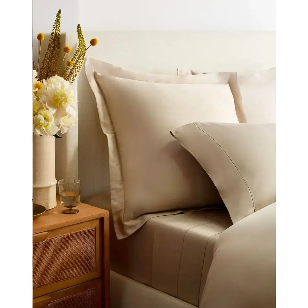 New Quince Signature Giza Cotton Sateen Duvet Cover 3Pc Set King Cal King Sand
